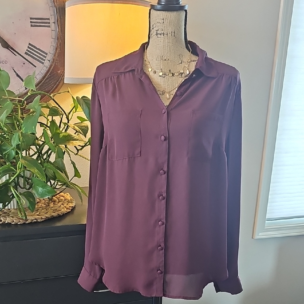Torrid Deep Purple Button-Down Shirt